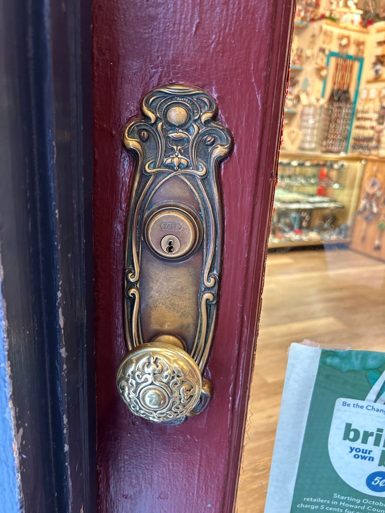 door knob of old ellicott city, MD storefront
