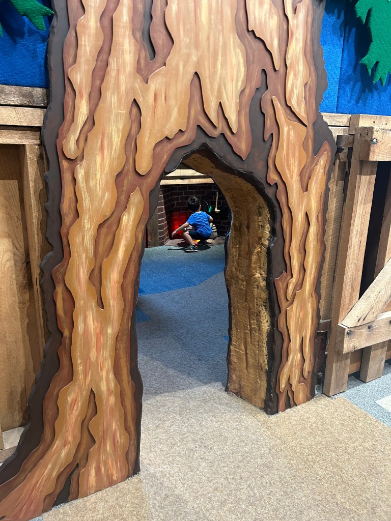our son playing in an exhibit at the Jefferson Patterson Park and Museum (JPPM)